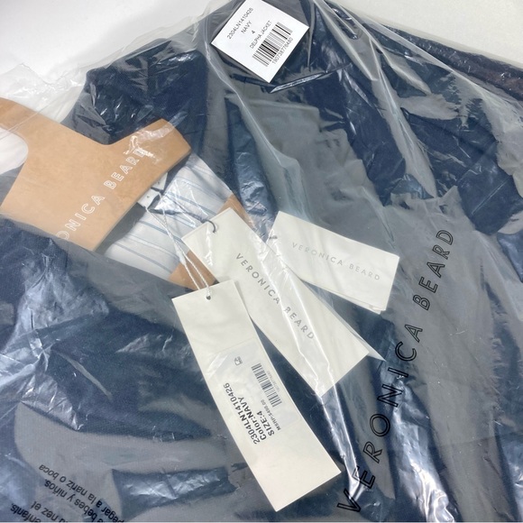 Veronica Beard Delpha Crop Jacket Blazer Navy Blue Linen 4 Designer 304LN1410426 - Picture 15 of 15